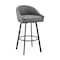 Armen Living Noran Swivel Bar Stool in Black Metal with Gray Faux Leather 840254335738 - alternate 1